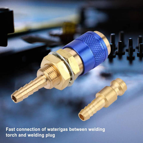 Argon Hose Fittings For MIG TIG Welder Torch With Fast Connect M6 Gas Adapter and Water Cooling Blue Color Secure Connection