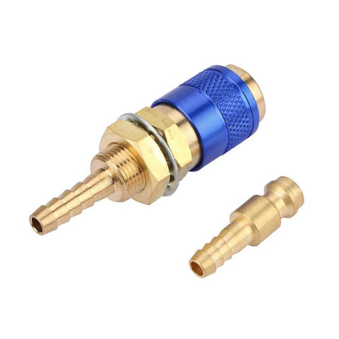 Argon Hose Fittings For MIG TIG Welder Torch With Fast Connect M6 Gas Adapter And Water Cooling Blue Color Secure Fast Connection