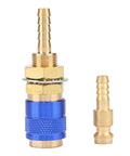 Argon Hose Fittings For MIG TIG Welder Torch With Fast Connect M6 Gas Adapter, blue and brass color, for secure welding connections.