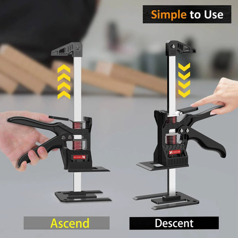 Demonstration of ✝️ Labor Saving Arm Jack(2 Pcs),Height Lifting Device with Portable Bag, showing ascend and descent functions for lifting operations.
