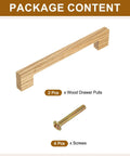 Package content: Two Pack 6 Inch Hole Center Square Wood Drawer Pulls With Screws for Kitchen Dresser Wardrobe Cupboard Ash Wood