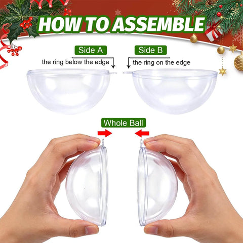 Assembly guide for 10 Pcs 3.14 inch Filling Transparent Plastic Decorative Call DIY Craft Ball Christmas Ornaments