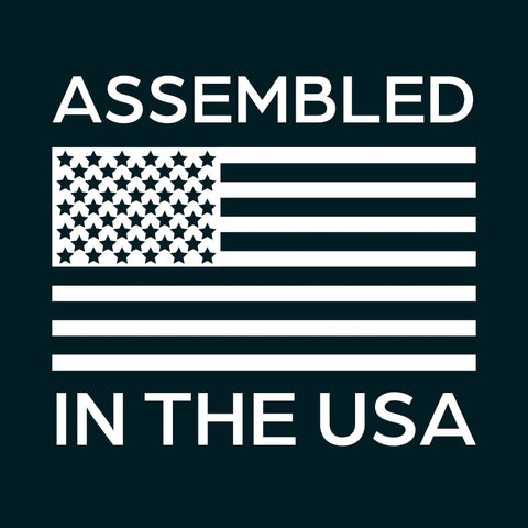 "Assembled in the USA" text with an American flag graphic, related to Ultimate Rekey Kit For Schlage Locks With 50 Master Pins And Seal Tight Box.