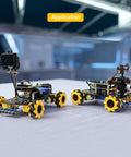 4WD Mecanum Wheel Robot Chassis Kit with metal frame for 360 degree movement, shown assembled with Arduino and sensors installed