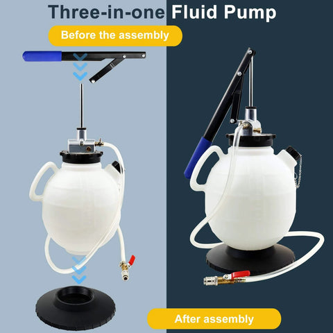 7.5 Liter Manual Transmission Fluid Pump Kit With 15 ATF Adapters shown disassembled and assembled.