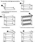 Assembly steps for Heavy Duty 3 Tier Plastic Utility Cart With Wheels For Commercial Kitchen Office And Catering Thirty Nine And A Half Inch Long By Nineteen And A Quarter Inch Wide Rolling Service Cart With Lockable Wheels Six Hundred Pound Capacity Durable Transport Cart.