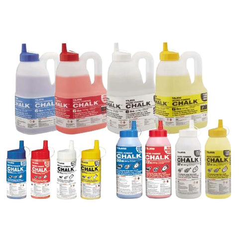 Assorted chalk bottles including Red Ultra Fine Snap Line Chalk 10.5 Ounce Bottle For Precise Marking On Floors Walls Tile And Other Surfaces