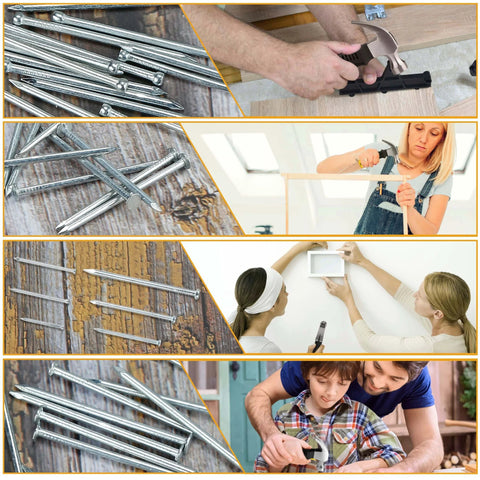 Assorted Picture Nails Kit 700 Pcs With 1 Inch To 2 Inch Finish Nails For Wall Art Decor Drywall And Wood Silver in use.