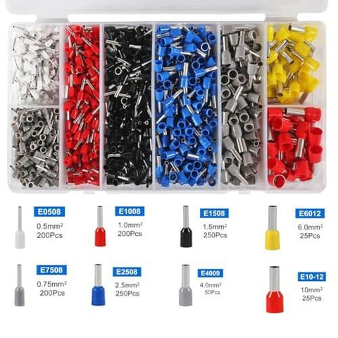 1200 Piece All In One Beefed Up Assorted Wire Ferrules Terminals Kit For AWG 22 To 10 Heavy Duty Insulated Copper Crimp Connectors