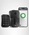 Assure Lock 2 Deadbolt With WiFi Keypad For Smart Home Entry Code Entry And Remote Access Keyless Entry Via Keypad And App Auto Lock And DoorSense Fits Doors By Replacing A Standard Deadbolt Easy Installation For Remote Access And WiFi Connectivity shown with smartphone app interface