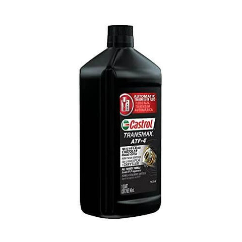 Castrol Transmax ATF+4 bottle, 1 quart, for Chrysler Mopar, supports all automatic transmissions with ATF Plus 4 specifications.
