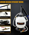 Automatic Transmission Fluid Transfer Pump Kit with 7.5 Liter Can and 15 ATF Adapters, hand-crank pump, valve, oil filler