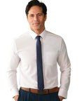 Man wearing Athletic Fit White Dress Shirt For Men With 4 Way Stretch Performance, Wrinkle Free And Stain Resistant, front view