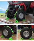 Heavy Duty E Track Wheel Chock Tie Down Kit With Rubber Blocks For ATV UTV And Lawn Mower Transport 4500Lb Break Strength