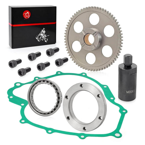 Flywheel Puller And Starter Clutch Kit With Idler Gear One Way Bearing For Grizzly 660 2003-2008 And Rhino 660 YXR660 2004-2007