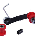 Tough As Nails Chain Slider Tensioner for ATV Go Kart 4 Wheeler, spring-loaded, red rollers, steel bracket, fits 420 428 530 chains.