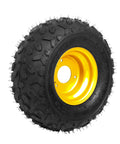 4PCS ATV Go Kart Tires and Rims Tubeless 145x70-6 Inch tire with yellow rim for Mini-bikes and ATV, shown side view