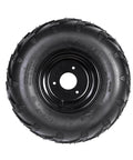 4PCS ATV Go Kart Tires and Rims Tubeless 16X8-7 Inch Front or Rear Tires with Rims, 3 mounting holes, top view of tire and rim