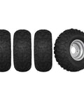 Set of 4 ATV Go Kart Tires and Rims 145x70-6 Iron Wheels for 90CC Buggy Mini-bikes, featuring three-hole HUB design.
