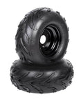4PCS ATV Go Kart Tires and Rims Tubeless 16X8-7 Inch Front or Rear Tires, rubber design with metal rims, 3 mounting holes visible.
