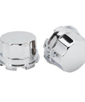 4PCS ATV & Go Kart Wheel Dust Cover for 110, 125, 250 rims, shiny metal protective caps, flat plastic design, side view