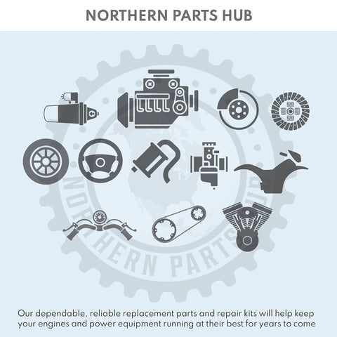 Illustration of various vehicle parts including engine, exhaust, and chain over Northern Parts Hub logo.