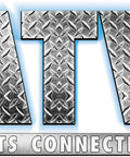 Logo displaying 'ATV Parts Connection' with a diamond plate metallic texture on the letters.