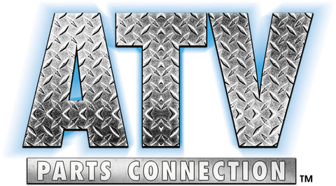 Logo displaying 'ATV Parts Connection' with a diamond plate metallic texture on the letters.
