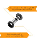 Shock Bushing Kit 16 Pcs And Bearing Sleeve Kit 8 Pcs For Arctic Cat ATV Shock Absorbers showing 20Cr steel and rubber parts