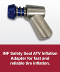 On The Go ATV Tubeless Tire Repair Kit With CO2 Inflator, close-up of metal inflator adapter with blue tip