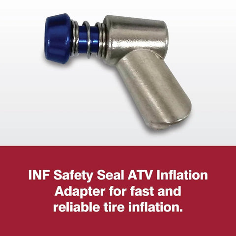 On The Go ATV Tubeless Tire Repair Kit With CO2 Inflator, close-up of metal inflator adapter with blue tip