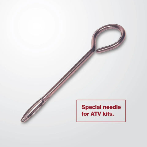 Special needle for On The Go ATV Tubeless Tire Repair Kit with CO2 Inflator, used for tire plugs insertion.