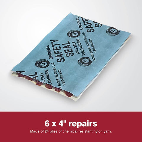 On The Go ATV Tubeless Tire Repair Kit With CO2 Inflator, Six 4-Inch Self Vulcanizing Plugs on blue backing.