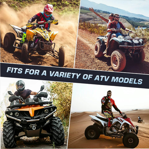ATVs of various models riding in different terrains, showcasing versatility.
