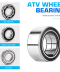 Close-up of ATV wheel bearing with open, rubber cover, and iron seals