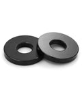 Two black metal rings for heavy duty ATV wheel bearing removal tool for 40 and 44 mm bearings, works with RZR General Ranger Sportsman models.