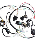 All In One Wiring Harness Kit With Coil Stator Solenoid Relay CDI And Spark Plug For ATV Go Kart Pit Quad Dirt Bike 50Cc 70Cc 90Cc 110Cc 125Cc Four Wheelers Replacement Parts Durable Construction Easy Installation Includes Step By Step Instructions