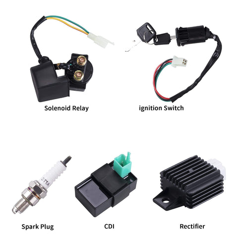 All In One Wiring Harness Kit With Coil Stator Solenoid Relay CDI And Spark Plug For ATV Go Kart Pit Quad Dirt Bike