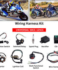 All In One Wiring Harness Kit With Coil Stator Solenoid Relay CDI And Spark Plug For ATV Go Kart Dirt Bike 50Cc 125Cc