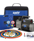 All In One Auto AC Vacuum Pump Kit With 5 CFM Two Stage Sparkless Ignition Proof Pump For R1234yf R32 R134a R410A Systems displayed