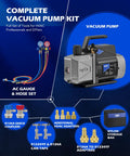 Complete kit with All In One Auto AC Vacuum Pump Kit With 5 CFM Two Stage Sparkless Ignition Proof Pump For R1234yf R32 R134a R410A Systems