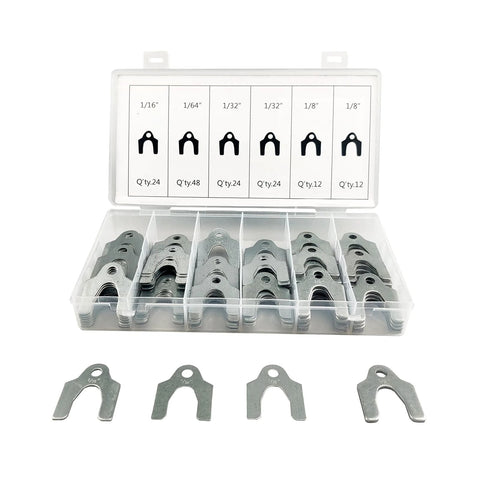Auto Alignment Shim Set 144 Pieces In Four Sizes 1 64th 1 32nd 1 16th And 1 8th Inch displayed in resealable box
