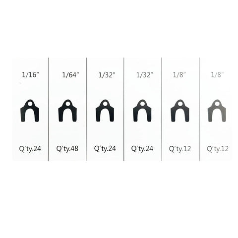 Auto Alignment Shim Set 144 Pieces In Four Sizes 1 64th 1 32nd 1 16th And 1 8th Inch displayed in packaging