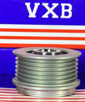 F-553099 Alternator Freewheel Clutch Pulley Bearing front view with ridged design, suitable for Volvo vehicles with Valero, INA alternators.