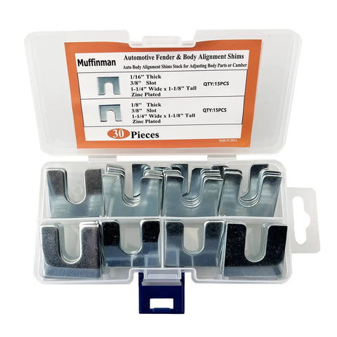 Auto Body Fender Alignment Shims Kit Pro Grade Two Sizes One Sixteenth Inch And One Eighth Inch With Three Eighths Inch Slot