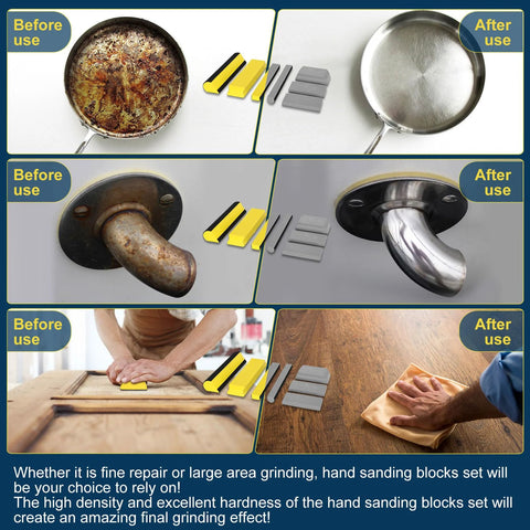 Auto Body Sanding Block Set 7 Pieces For Woodworking And Automotive Refinishing before and after cleaning demonstration