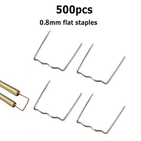 Auto Body Bumper Repair Staples Kit With 500 Pcs 0.8mm Flat Corner Stainless Steel Staples For Hot Stapler Welding Used On Car Bumpers Heavy Duty Pro Grade Staples For Welding Machines And Car Body Repair shown in image