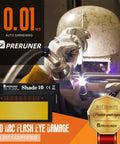 Welder using Shade 10 Auto Darkening Welding Lens With Gold Coating 0.01ms Reaction Time in action, highlighting eye protection