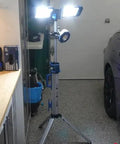 Heavy Duty Tripod Work Light With Detachable Magnetic Lamp Head, 6000 Lumens, Dual Color Temperature 6500K And 4500K, 8000mAh Battery