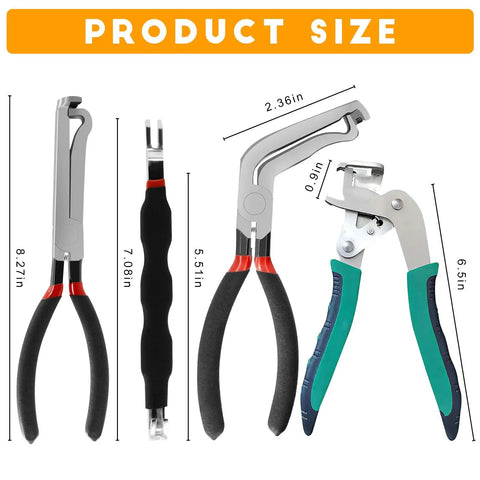 All In One Car Clip Pliers Set For Auto Disassembly, Multi Function Snap Ring Pliers And Electrical Disconnect Tools, 4 Piece Set
